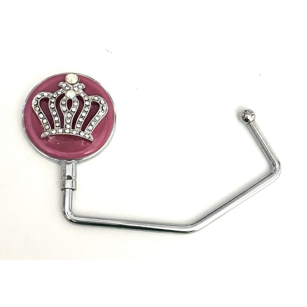 Spring Street Pink Crystal Crown Handbag Purse Holder Hook Gift